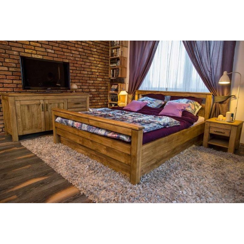 Łóżko drewniane ze skrzynią Vintage Plus