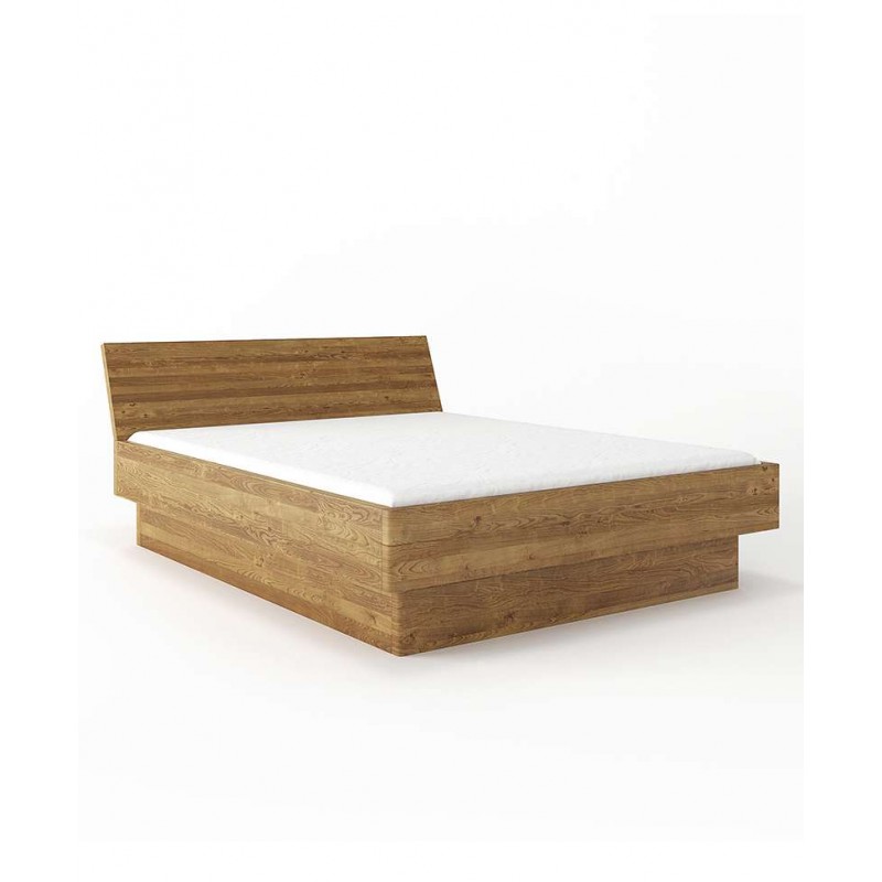 Łóżko drewniane z pojemnikiem Forte z pochyłym wezgłowiem